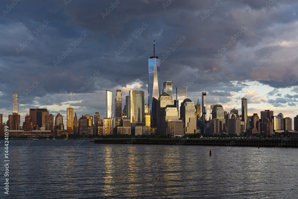 New York City, United States. Panorama view of New York city skyline in Manhattan. NYC, NY. American city. Manhattan skyline. Skyline of New York City. Cityscape of NYC. Famous landmarks of New York.