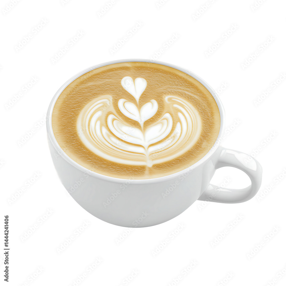 White Coffee Cup with Latte Art On Transparent Background
White Coffee Cup with Latte Art On Transparent Background