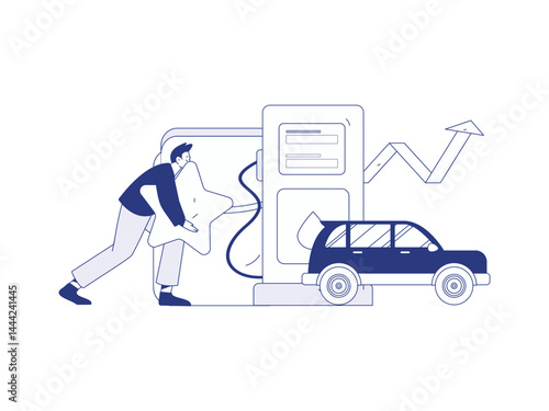 Vector Internet operation hand-drawn illustration of people getting discounts for refueling their cars
