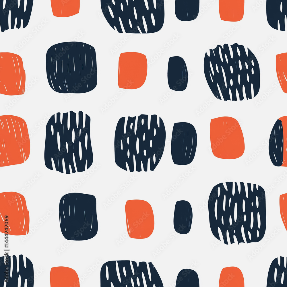 Abstract white background with colorful Memphis style seamless pattern. Creative minimalist style art background for children or trendy design with basic shapes. Simple childish scribble backdrop