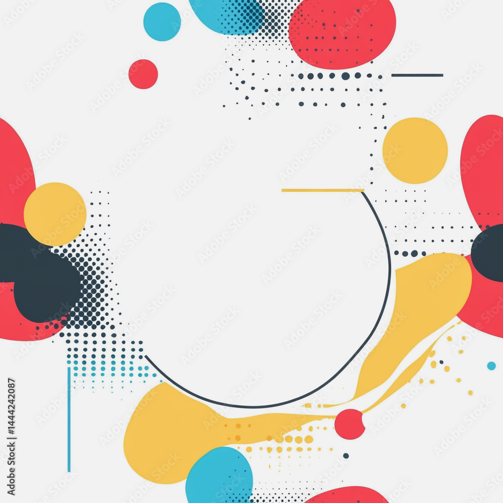 Abstract white background with colorful Memphis style seamless pattern. Creative minimalist style art background for children or trendy design with basic shapes. Simple childish scribble backdrop