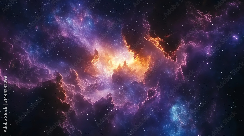Obraz premium Cosmic Nebula Space Scene with Vibrant Colors and Stars