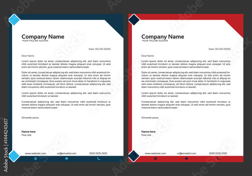 Set of Generic Company Letterhead template design 8.5x11 inches.Professional Letterhead Design stock illustration