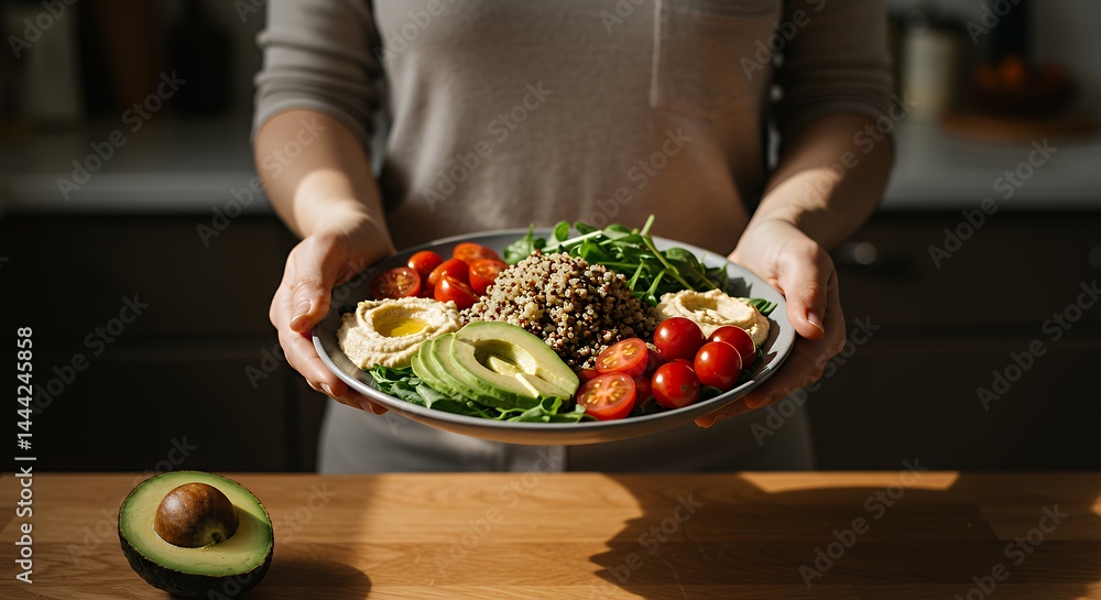 Presenting a Nutritious and Vibrant Plant-based Bowl for Healthy Eating