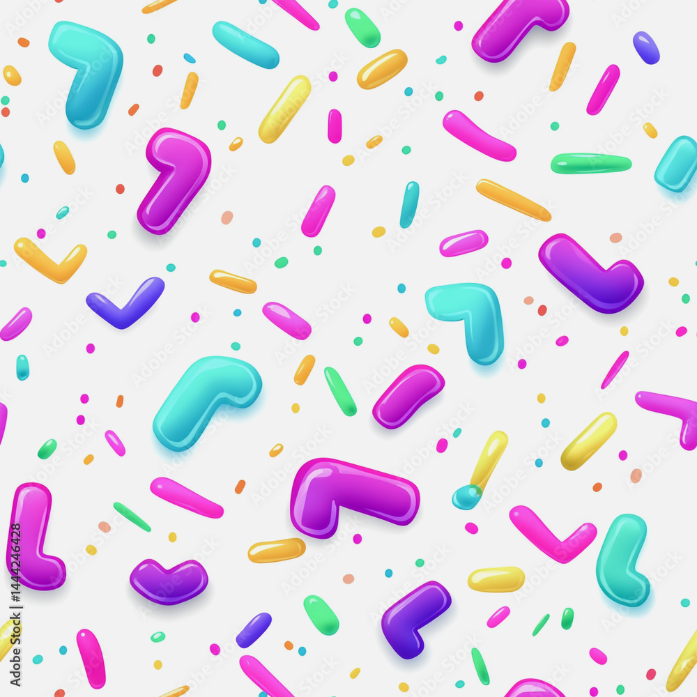 Abstract white background with colorful Memphis style seamless pattern. Creative minimalist style art background for children or trendy design with basic shapes. Simple childish scribble backdrop