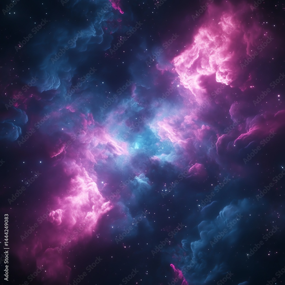 Fototapeta premium Cosmic Nebula Cloudscape in Pink and Blue Hues