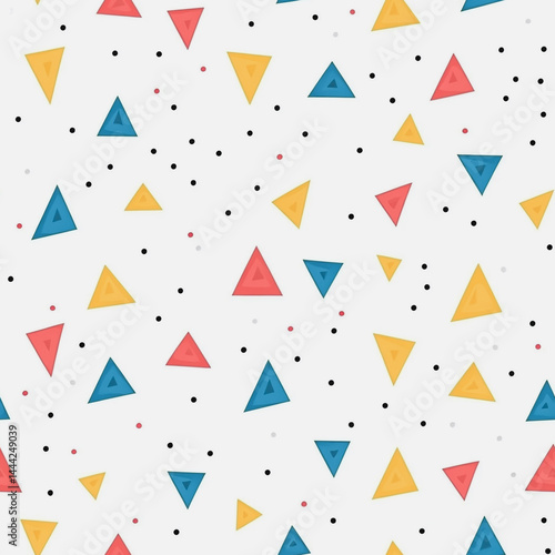 Obraz na płótnie Abstract white background with colorful Memphis style seamless pattern. Creative minimalist style art background for children or trendy design with basic shapes. Simple childish scribble backdrop
w salonie