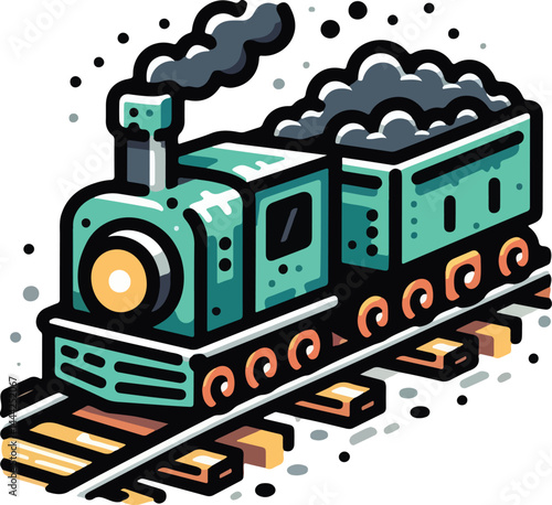 A simple 2D cartoon a kind of train in full color