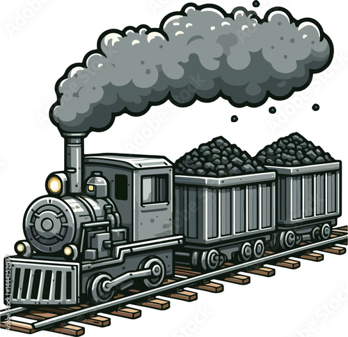 A simple 2D cartoon a kind of train in full color