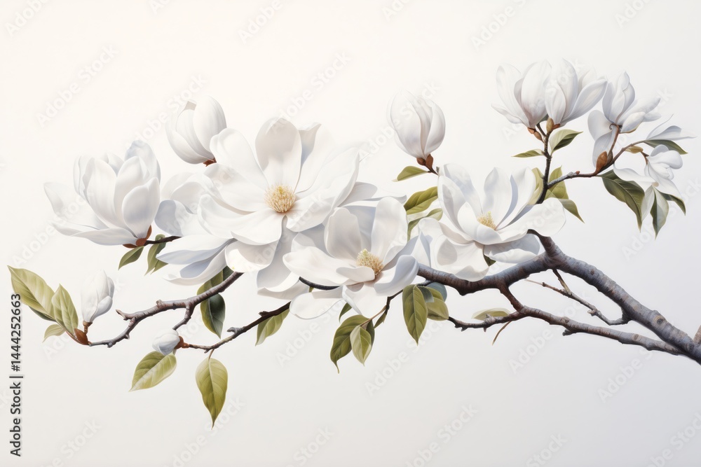 Obraz premium White magnolia flowers blooming on a branch