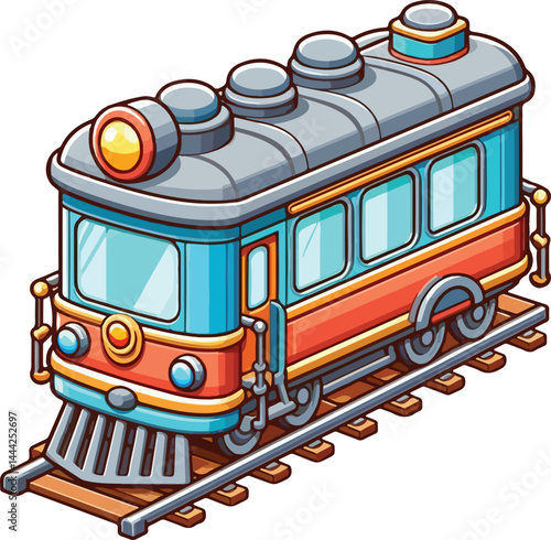 A simple 2D cartoon a kind of train in full color