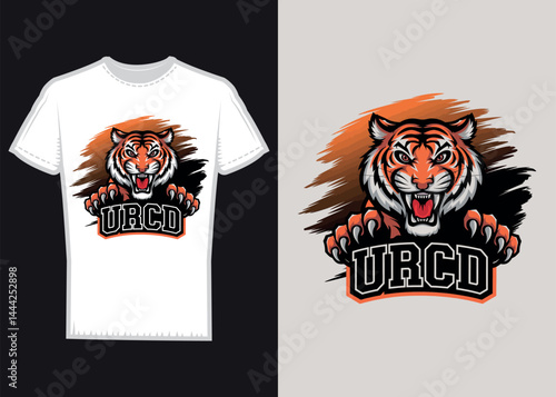 A casual black cotton t-shirt design template features a blank front for your custom print apparel