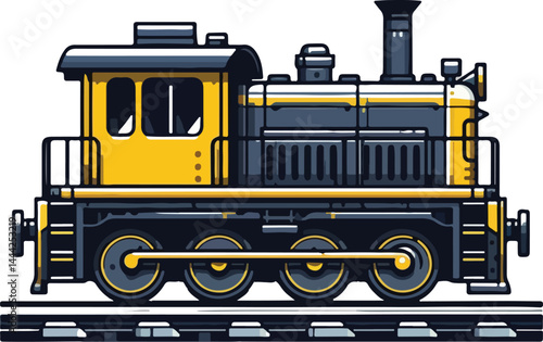 A simple 2D cartoon a kind of train in full color