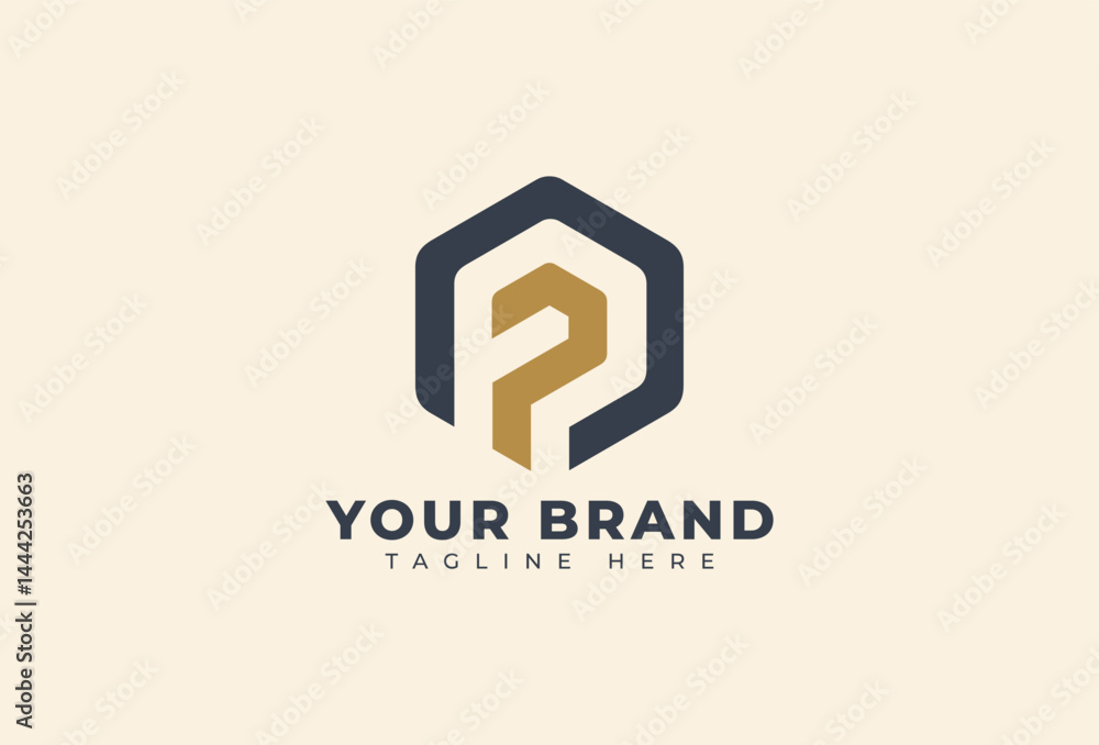 Obraz premium Hexagon Letter P Logo Design Element