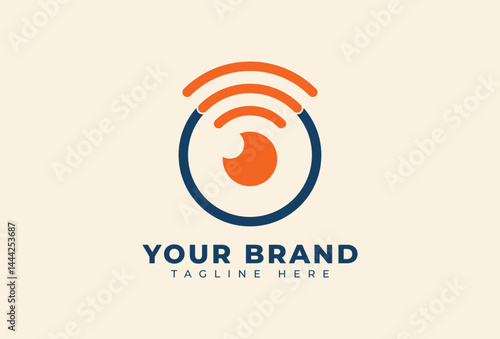 Eye with Wireless Internet Signal Icon Combination Logo Design Element