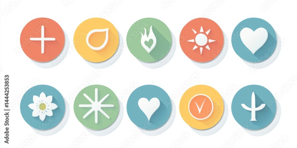 Mental health and wellness symbols in a clean flat design. Mental health and wellness symbols in a clean flat design.