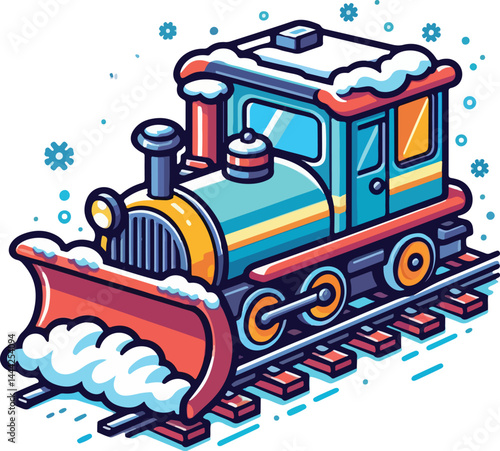A simple 2D cartoon a kind of train in full color