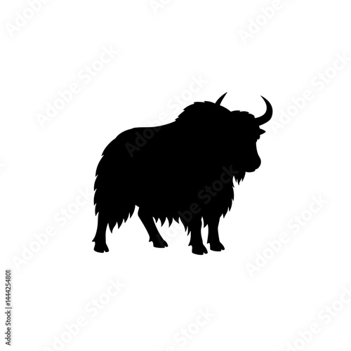 Yak icon silhouette standing in black