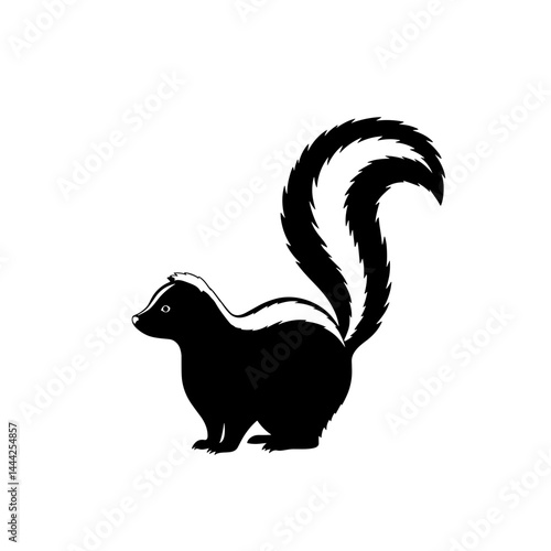 Skunk tail raised icon silhouette in black