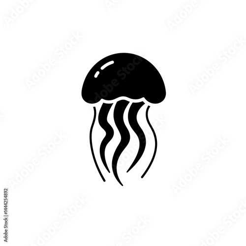 Jellyfish icon silhouette in black