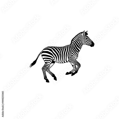 Running zebra icon silhouette in black