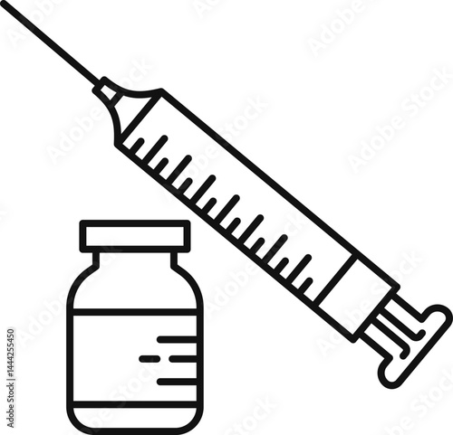 syringe and medicine. Syringe with needle. Syringe vector illustration. Syringe and medicine