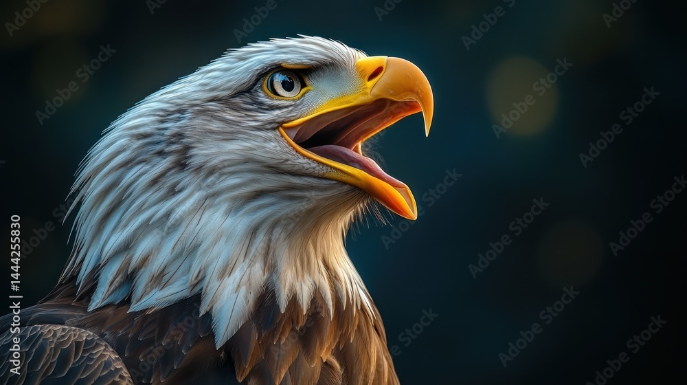 Obraz premium Bald Eagle Portrait with Majestic Call.