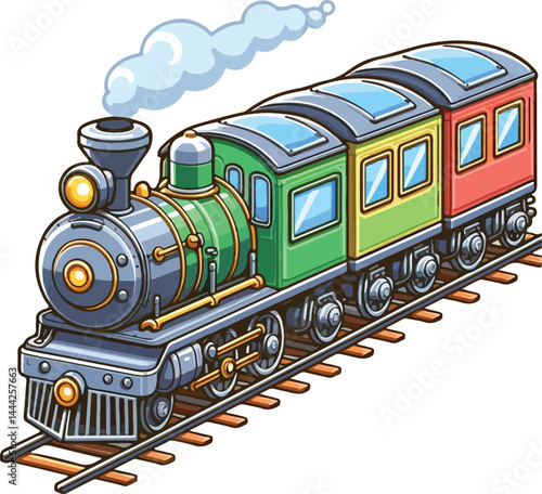 A simple 2D cartoon a kind of train in full color