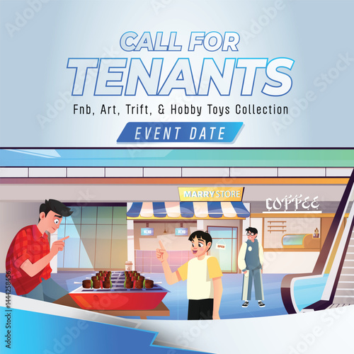 Cartoon illustration of poster for food bazaar event