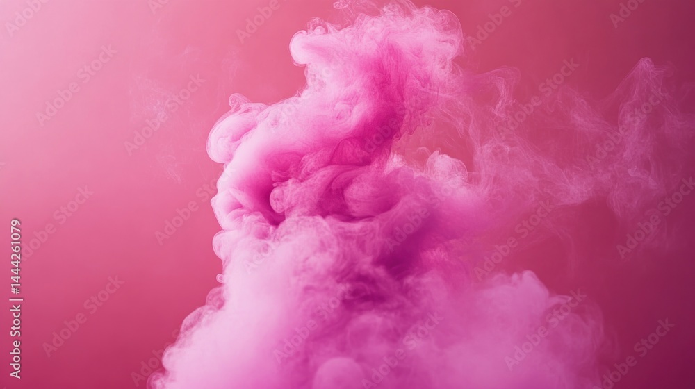 Fototapeta premium Abstract swirling pink vaporous cloud against a gradient background.