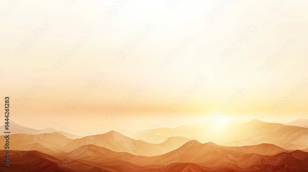 Obraz premium Serene Sunrise Over Rolling Hills and Mountains in Warm Tones