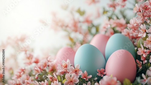 Bright Floral Arrangement with Colorful Eggs for Easter Celebrations in a Cheerful Spring Setting