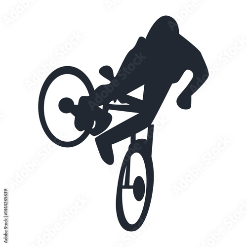 Freestyle Bmx Bike Rider Silhouette. Isolated on White Background. Vector Illustration.