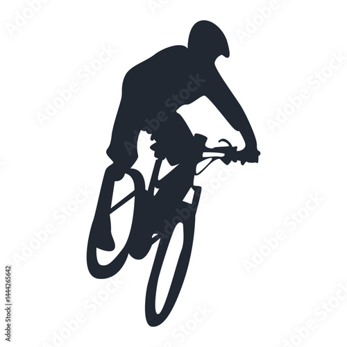 Freestyle Bmx Bike Rider Silhouette. Isolated on White Background. Vector Illustration.