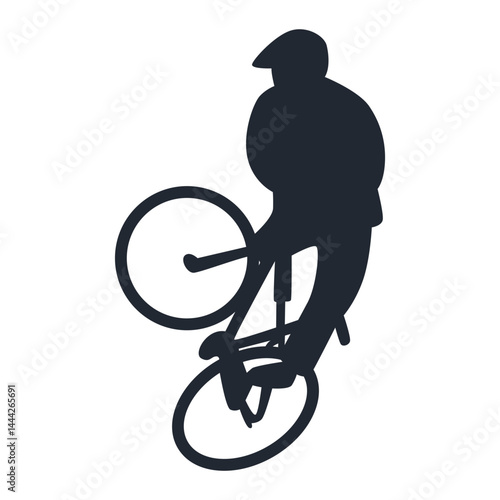 Freestyle Bmx Bike Rider Silhouette. Isolated on White Background. Vector Illustration.