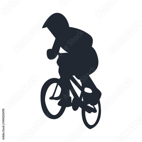 Freestyle Bmx Bike Rider Silhouette. Isolated on White Background. Vector Illustration.