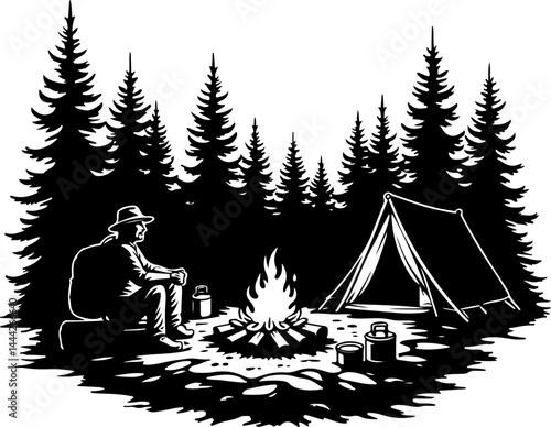 Volkswagen Kombi Adventure camping mountain Design Vector