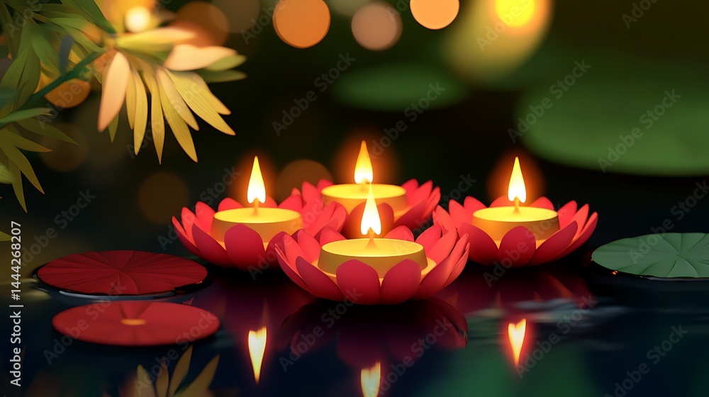 Lotus candle floating on water Lotus candle floating on water