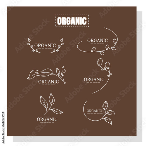 Elegant Brown Organic Product Labels with Nature-Inspired Flourish Decorations