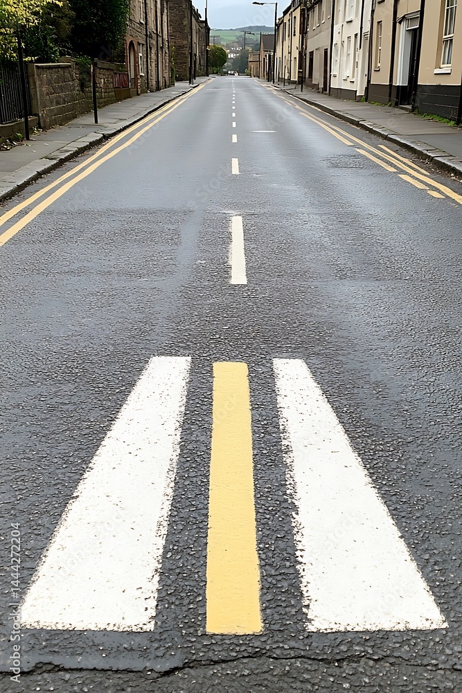 custom made wallpaper toronto digitalUrban road vanishing point with painted traffic markings in a town street