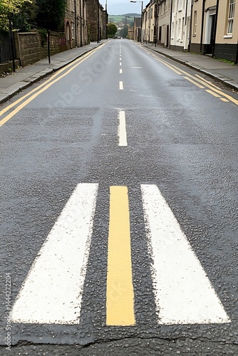 Wallpaper Mural Urban road vanishing point with painted traffic markings in a town street Torontodigital.ca