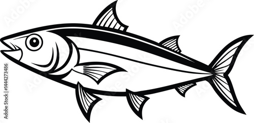 mackerel fish outline vector illustration  on white background 