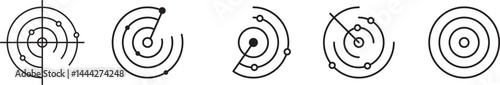 Set of radar icon. Radar screen icon. Designed in a clean and minimal style for use in technology, mapping, and digital scanning themes.