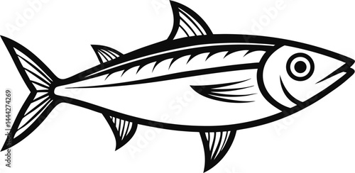 sardine fish outline vector illustration  on white background