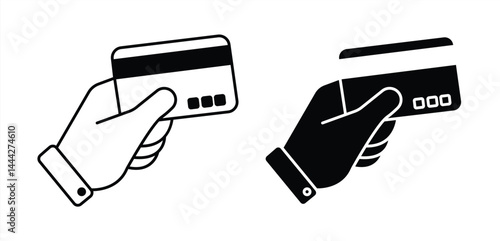 collection of Swipe hand credit card during purchase flat icons for apps and websites. vector illustration