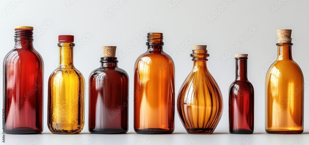 Collection of Amber Glass Bottles: A Still Life of Vintage Apothecary Jars Collection of Amber Glass Bottles: A Still Life of Vintage Apothecary Jars