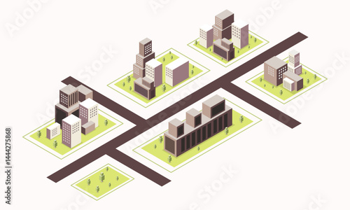 Minimalist Connection Map Between Urban Housing Blocks in a Grayscale Smart City Design