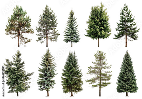 set of fir trees