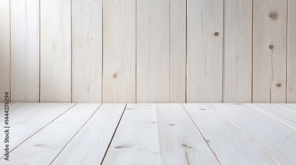 Naklejka premium White wooden wall and floor