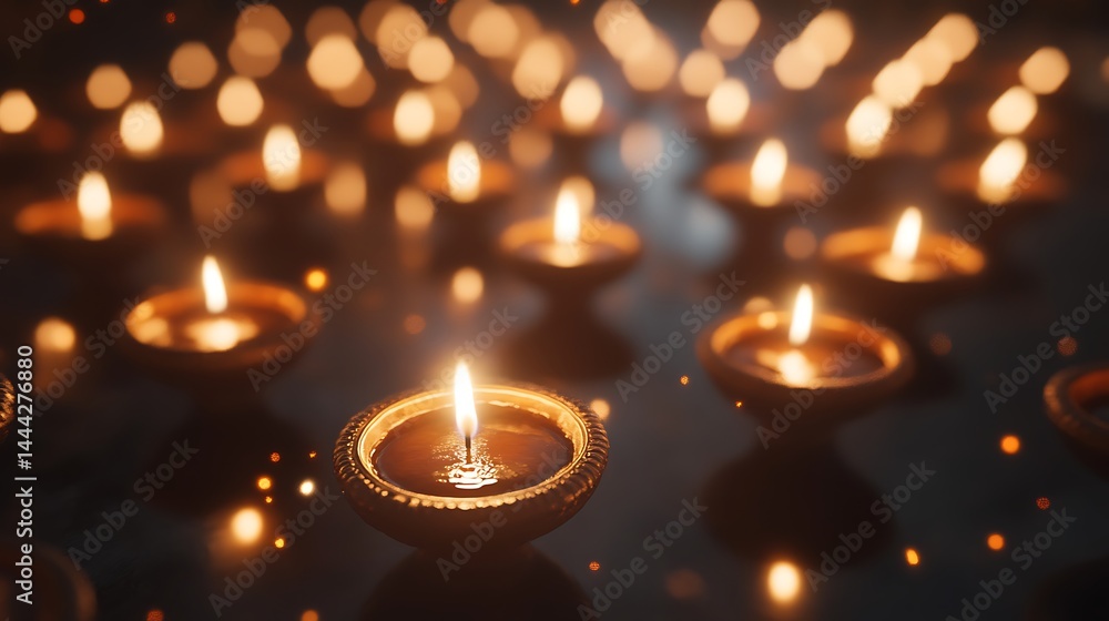 Many small candles with warm light Many small candles with warm light